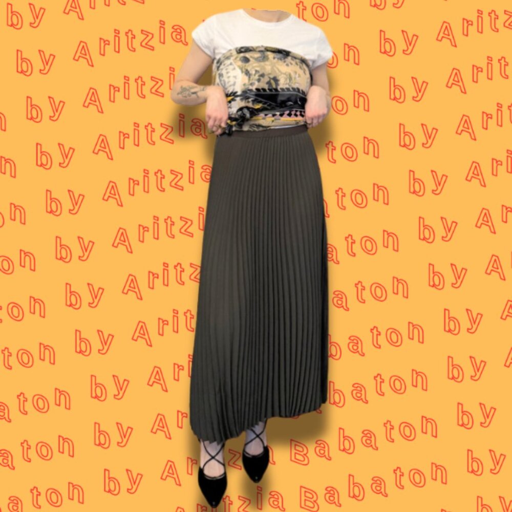 Babaton by Aritzia | Green Pleated Maxi skirt | Size M